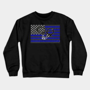 Handcuffs Thin Blue Line Flag, Police Officer Gifts Crewneck Sweatshirt